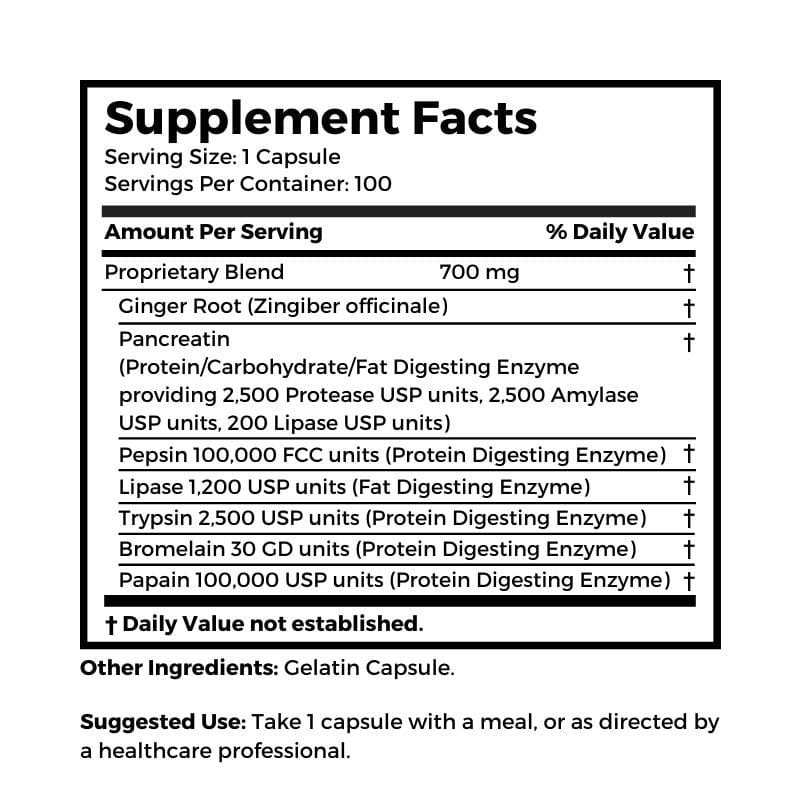 Dr. Clark Store Digestive Enzymes supplement facts