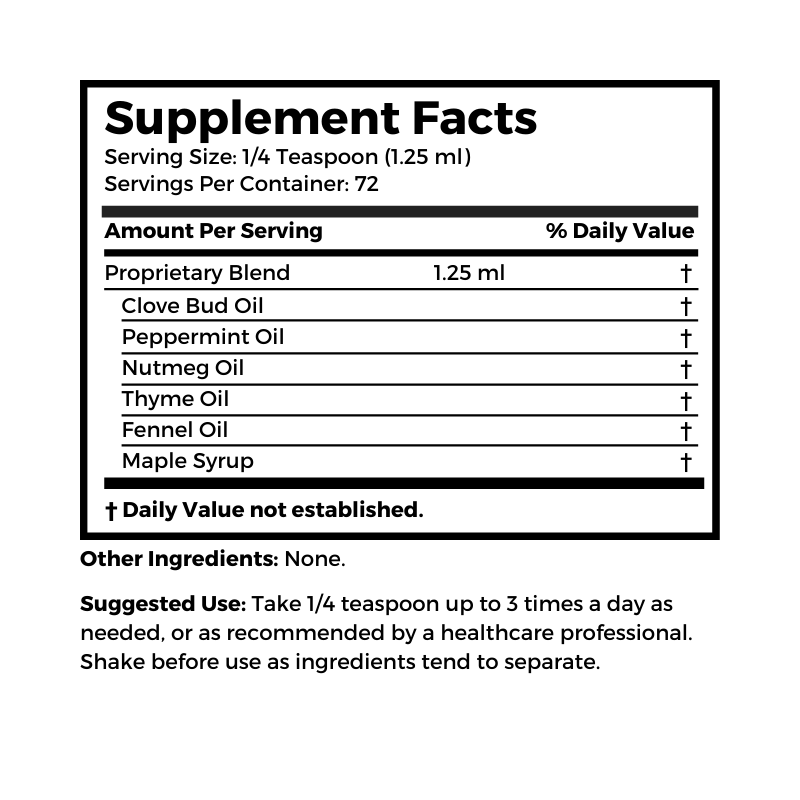 Dr. Clark Store Throat Clearing Spice Syrup supplement facts