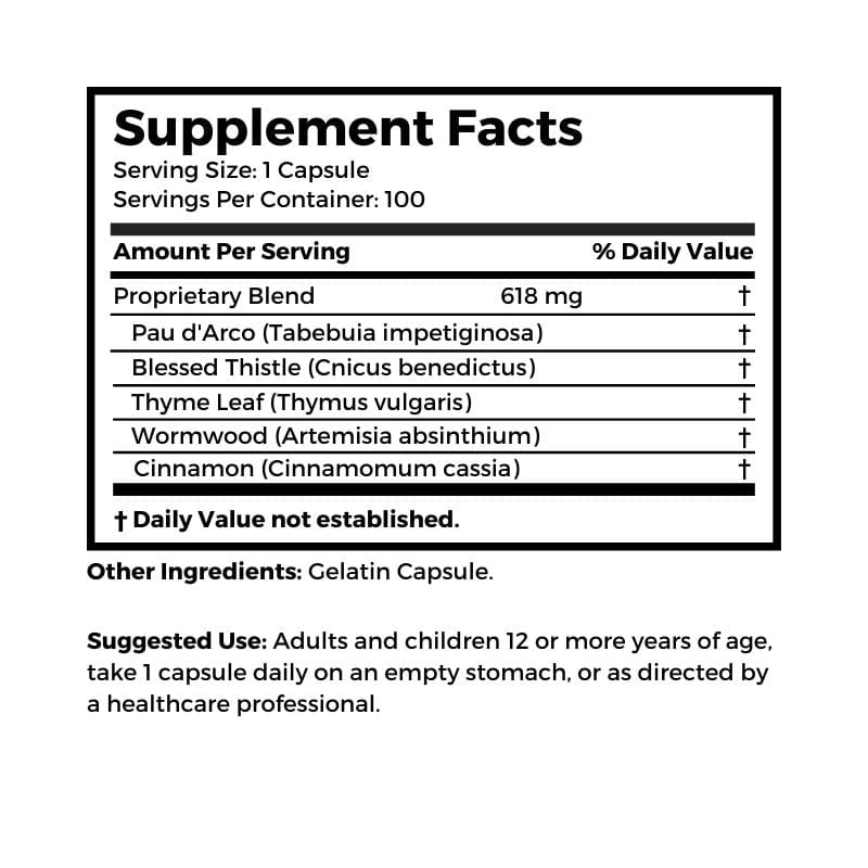 Dr. Clark Store Bug Buster supplement facts