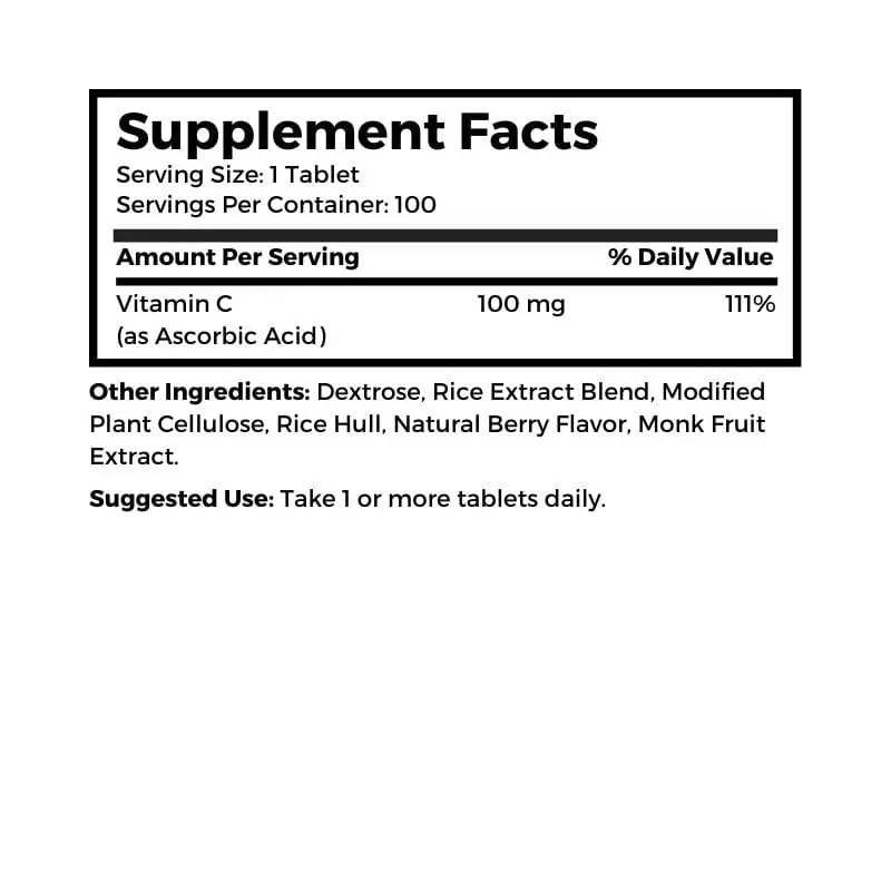 Chewable Vitamin C, 100 mg 100 tablets Bernard Jensen Products