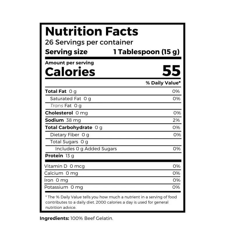 Bernard Jensen Products Gelatin Powder nutrition facts