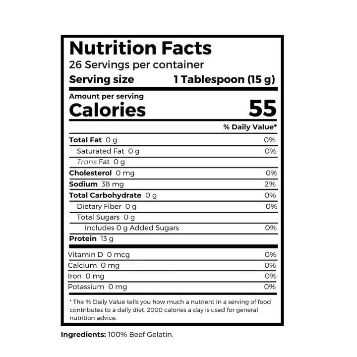 Bernard Jensen Products Gelatin Powder nutrition facts