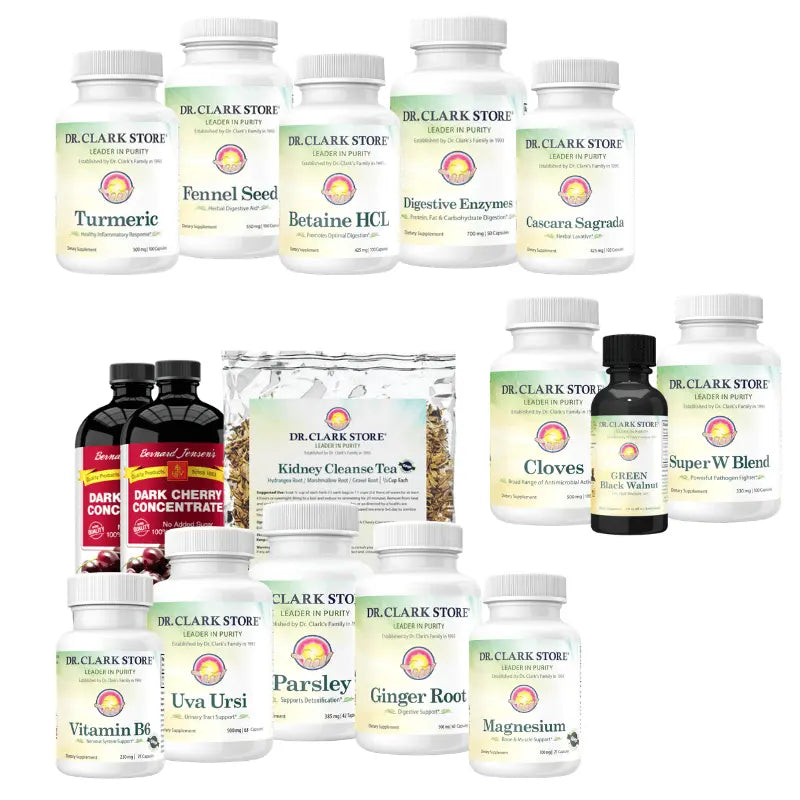 Dr. Clark Store 3-in-1 Cleanse Kit: Digestive Aid Cleanse, Parasite Cleanse & Kidney Cleanse (16 items)