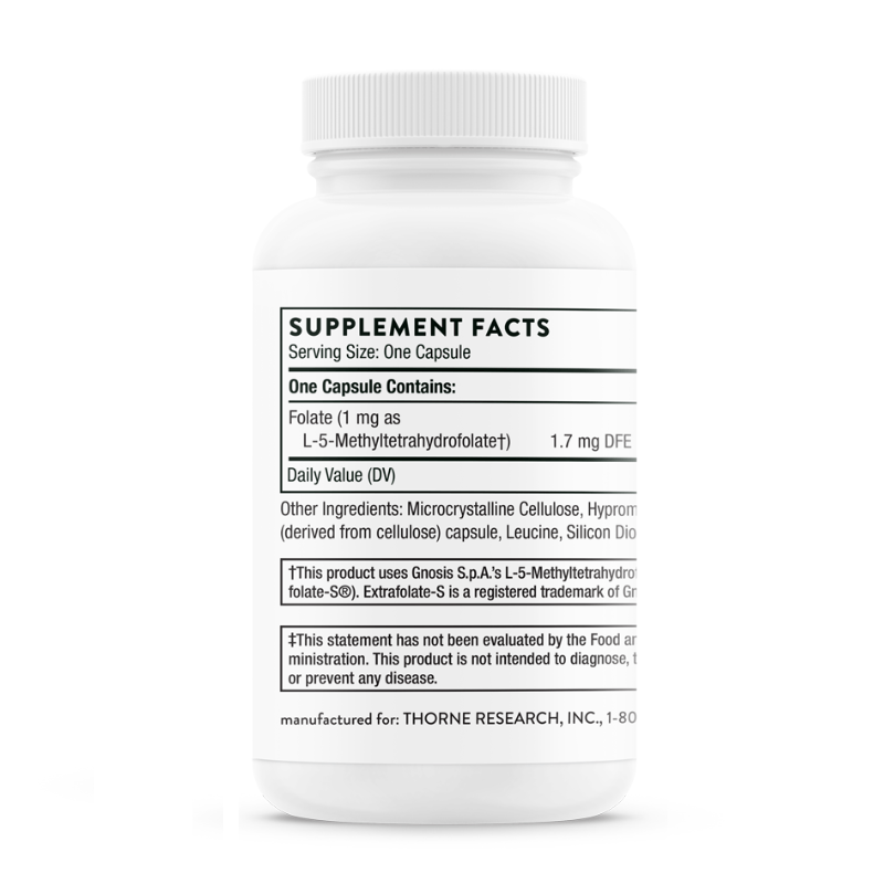 Thorne Research 5-MTHF supplement facts and ingredients