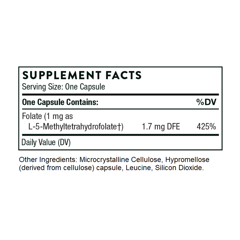 Thorne Research 5-MTHF supplement facts
