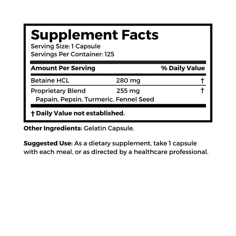 Dr. Clark Store Quick Digestive Aid supplement facts