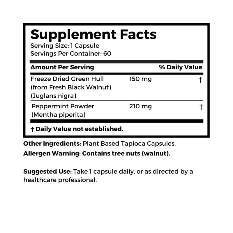 Dr. Clark Store Vegetarian Black Walnut Hull supplement facts