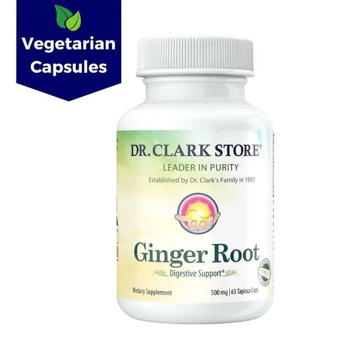 Dr. Clark Store Vegetarian Ginger Root, 500 mg 63 plant based tapioca capsules