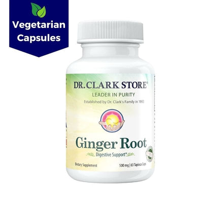 Dr. Clark Store Vegetarian Ginger Root, 500 mg 63 plant based tapioca capsules