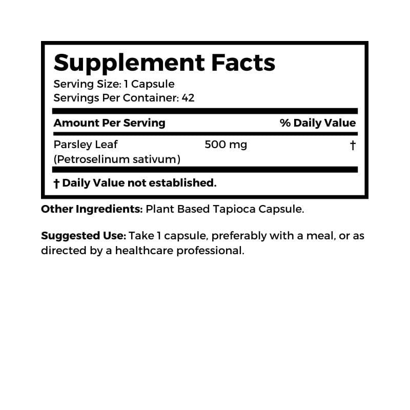 Dr. Clark Store Vegetarian Parsley supplement facts