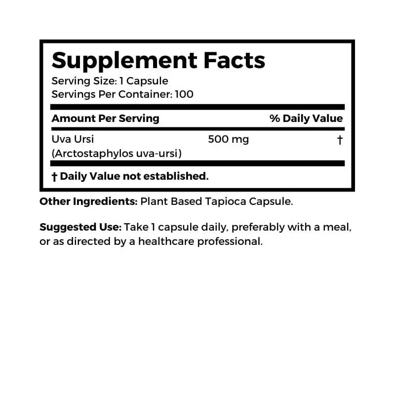 Dr. Clark Store Vegetarian Uva Ursi supplement facts