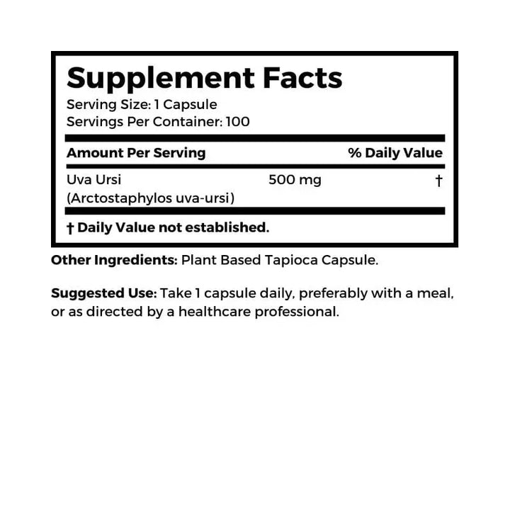 Dr. Clark Store Vegetarian Uva Ursi supplement facts