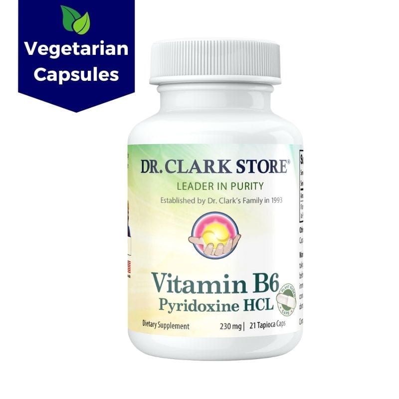 Dr. Clark Store Vegetarian Vitamin B6, 230 mg 21 plant-based tapioca capsules