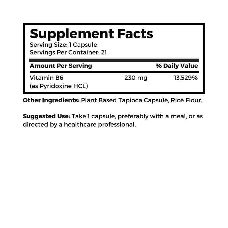Dr. Clark Store Vegetarian Vitamin B6 supplement facts