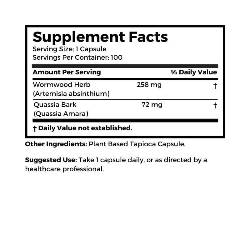 Dr. Clark Store Vegetarian Wormwood Blend supplement facts