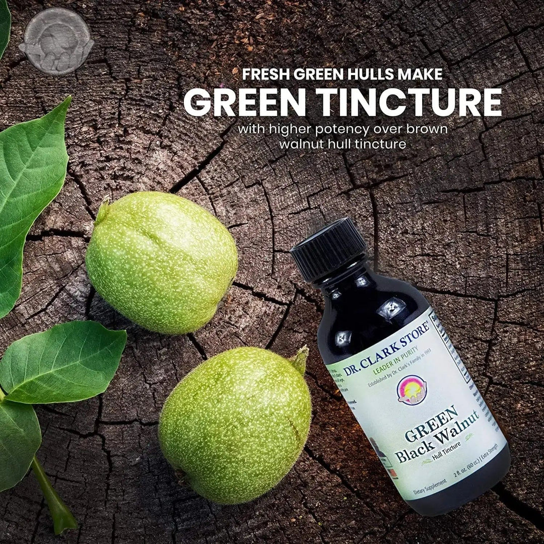 GREEN Black Walnut Hull Tincture (Extra Strength), 2 oz Dr. Clark Store