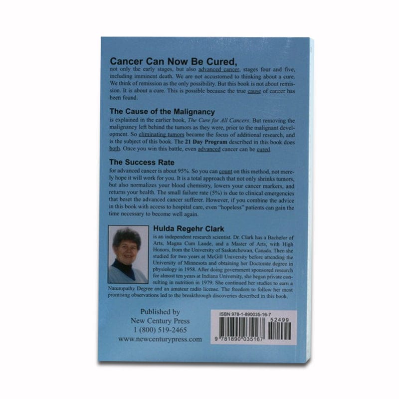 Book – The Cure for All Advanced Cancers by Dr. Hulda Clark (back cover)