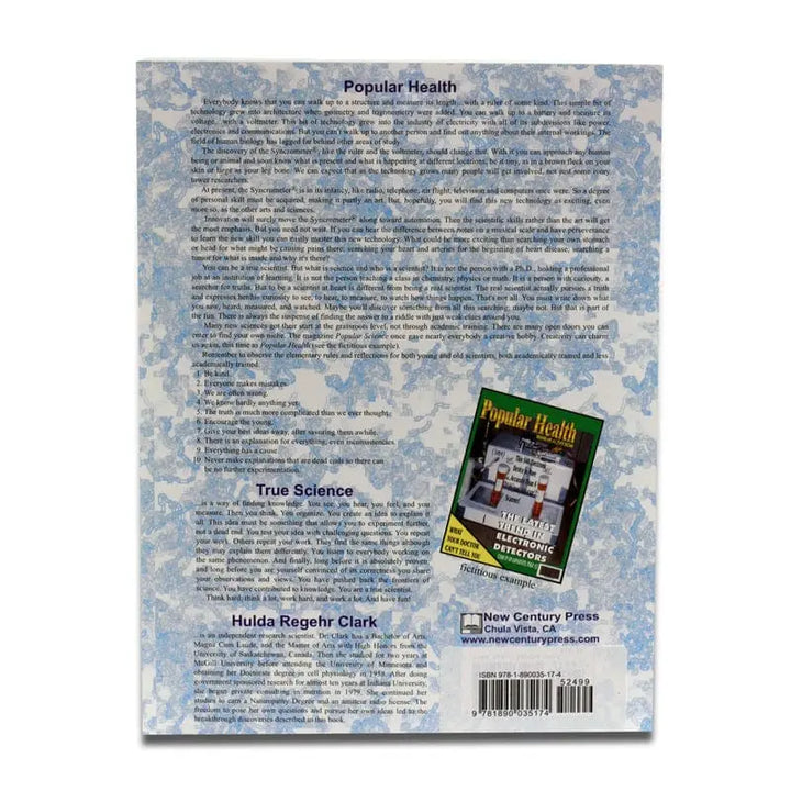 Syncrometer Science Laboratory Manual by Dr. Hulda Clark (back cover)