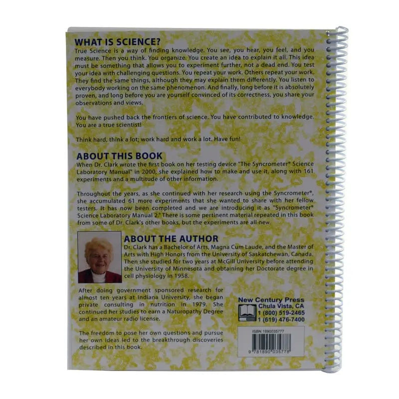 Syncrometer Science Laboratory Manual 2 by Dr. Hulda Clark (back cover)