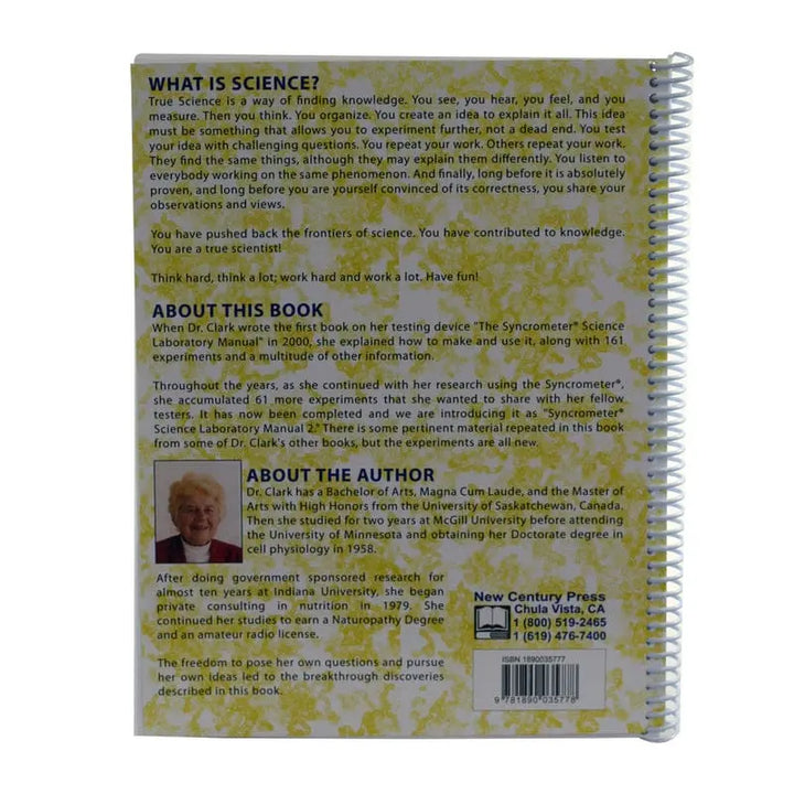 Syncrometer Science Laboratory Manual 2 by Dr. Hulda Clark (back cover)