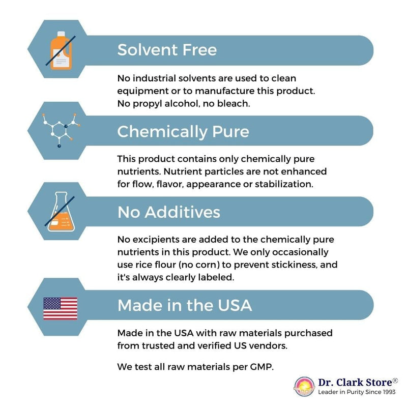 Dr. Clark Store products are chemically pure, solvent free and additive free.