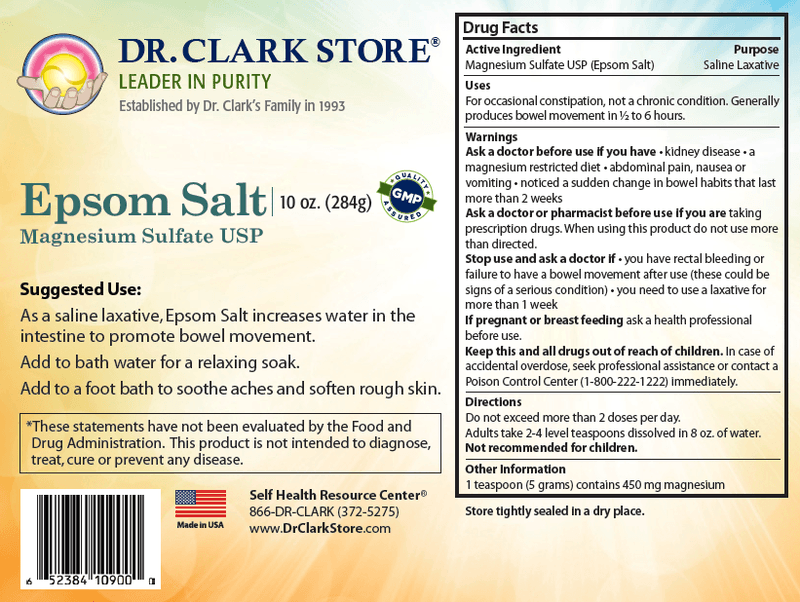 Dr. Clark Store Epsom Salt label