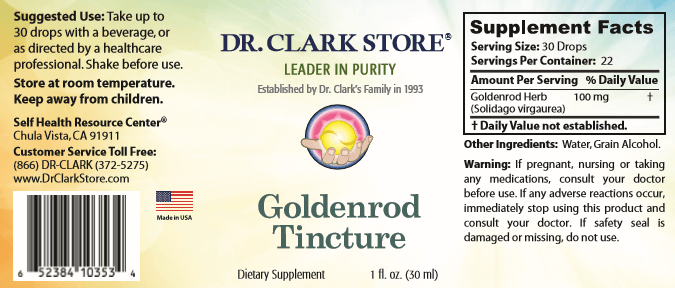 Dr. Clark Store Goldenrod Tincture label