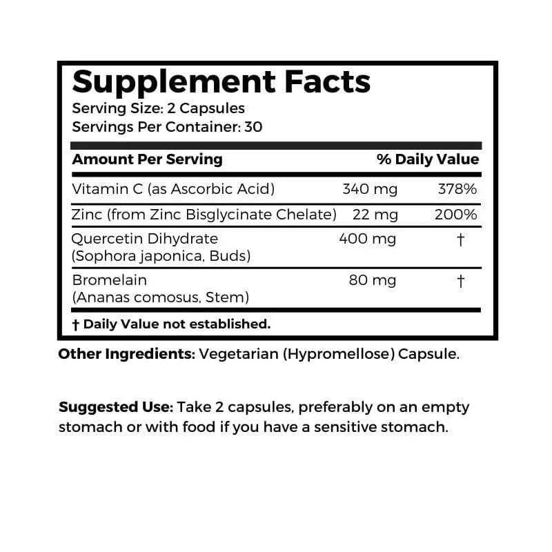 Bernard Jensen Products Quercetin Plus supplement facts