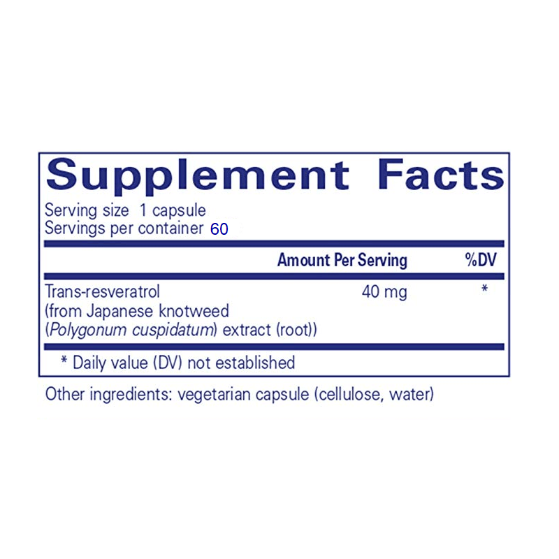 Pure Encapsulations Resveratrol supplement facts