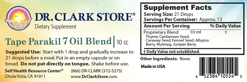 Dr. Clark Store TapeParaKil 9 Oil Blend label